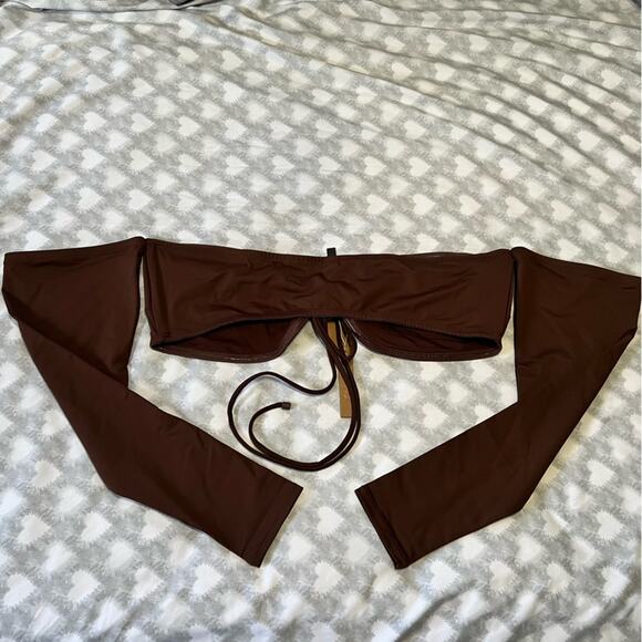 NWT Skims Long Sleeve‎ Bikini Top Only Cocoa 3X Swim Brown - Picture 2 of 5